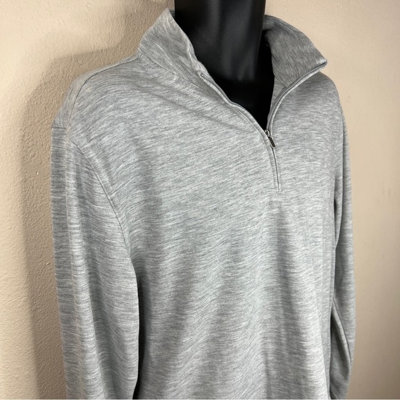 NEW George Light Grey Pullover Jacket Medium Mens Long Sleeve Stretch Zip Collar - Picture 2 of 10